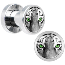 Load image into Gallery viewer, Black White Tiger Eyes Steel Screw Fit Plug Set 4G
