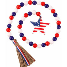 将图片加载到图库查看器，Independence Day Wooden Bead Wreath

