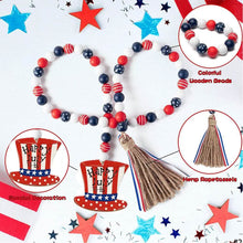 将图片加载到图库查看器，Independence Day Wooden Bead Wreath
