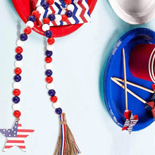 将图片加载到图库查看器，Independence Day Wooden Bead Wreath
