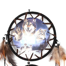 将图片加载到图库查看器，Indian Wolf Dream Catcher With Brown Feathers Dream-catcher Bead Beautiful Home Hanging Decoration Fashion Handmade Ornament Gift Wall Decor For Bedroom Festival Celebration Boho Moon Dream Catcher
