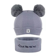 Load image into Gallery viewer, Infant Baby Winter Warm Knit Bobble Beanie Hat with Scarf Set
