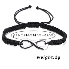Load image into Gallery viewer, Infinite Sign Handmade Black/White Rope Braid Bracelet Bangle For Women Men Charm Adjustable Matching Bracelets For Couples His And Hers Infinity Sign Handmade Rope Braided Stainless Steel BFF Bracelets
