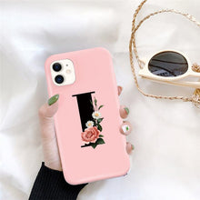 Load image into Gallery viewer, Initial Letter Silicon Phone Case For Iphone  12 Pro Max Retro Pink Flower Soft Back Cover Compatible With Iphone Case Soft Touch Cute Pink Silicone Back Cover For Iphone
