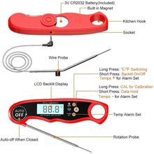 将图片加载到图库查看器，Instant Read Meat Thermometer Upgraded Instant Read Meat Thermometer 2-in-1 Ultra Fast Digital Meat Thermometer for Cooking Oven Safe Food Thermometer Waterproof Ultra Fast Digital Food Water Milk Thermometer for Outdoor Cooking BBQ and Kitchen

