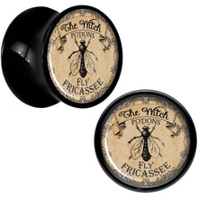Load image into Gallery viewer, Witches Brew Fly Fricassee Halloween Black Acrylic Plug Sizes 0G to 20mm
