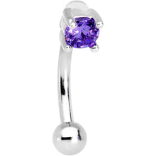 Load image into Gallery viewer, 5/16 Purple CZ Gem Fashionista Curved Eyebrow Rook Earring
