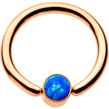 Load image into Gallery viewer, 16G 5/16 Aqua Faux Opal Rose Gold IP BCR Captive Ring
