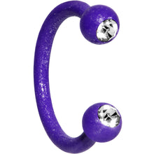 Load image into Gallery viewer, 16G Clear Gem Purple Glow in the Dark Horseshoe Circular Barbell
