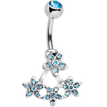 Load image into Gallery viewer, Blue Gem Field of Flowers Dangle Belly Ring
