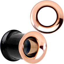 Load image into Gallery viewer, Black Rose Gold PVD Two Tone Screw Fit Tunnel Plug Set 3mm to 16mm
