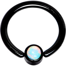 Load image into Gallery viewer, 14G 3/8 White Faux Opal 4mm Disc Black BCR Captive Ring
