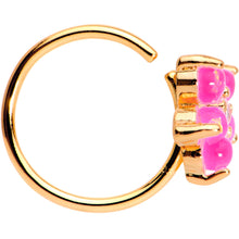 Load image into Gallery viewer, 20G Clear CZ Pink Faux Opal Rose Gold Tone Flower Circular Ring
