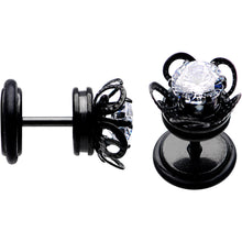 将图片加载到图库查看器，Clear Gem Black Anodized Swirl Cheater Plug Set
