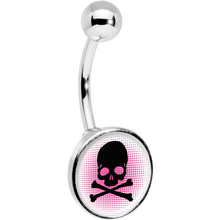 将图片加载到图库查看器，Pink Black Skull Belly Ring
