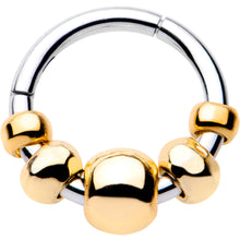 Load image into Gallery viewer, 5/16 Gold Tone Chunky Beads Hinged Segment Ring Circular Barbell
