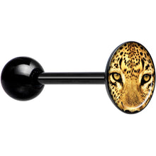 将图片加载到图库查看器，Full Color Leopard Eyes Black Barbell Tongue Ring
