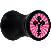 Load image into Gallery viewer, Black Acrylic Pink Black Radiant Cross Saddle Plug Set 4G
