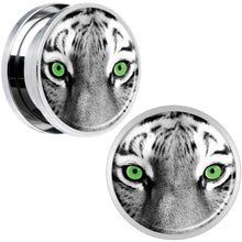 Load image into Gallery viewer, Black White Tiger Eyes Steel Screw Fit Plug Set 18mm
