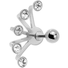 Load image into Gallery viewer, 16G 1/4 Clear Gem Steel Glam Fan Cuff Cartilage Earring
