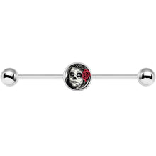 Load image into Gallery viewer, 14G Katrina Sugar Skull with Rose Flower Industrial Barbell 37mm
