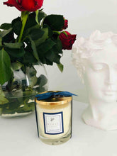 Load image into Gallery viewer, Jasmine Sandal Scented Glass Candle With Golden Metal Cover  Long-Burning Fragrant Candles in Glass Container With Metal Lid Hand-Poured Natural Soy Blend No Additives No Dye
