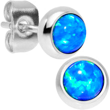 Load image into Gallery viewer, Blue Synthetic Opal 316L Surgical Steel Stud Earrings
