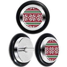 Load image into Gallery viewer, Red Green Christmas Sweater Cheater Plug Set
