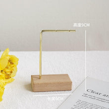 Load image into Gallery viewer, Jewelry Organizer Wooden Rack Bracelet Earring Holder Display Decoration Stand Earring Support Display Decoration Rack Small Jewelry Display Holder T-Shaped Iron Fashion Home Bracelet Pendant Jewelry Storage Shelf Stand for Woman Girls
