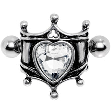 Load image into Gallery viewer, 16G 1/2 Clear Gem Queen of Hearts Cuff Cartilage Earring
