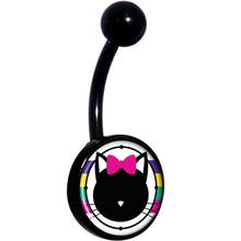 Load image into Gallery viewer, Pink Bow Kitty Cat Craze Black Belly Ring
