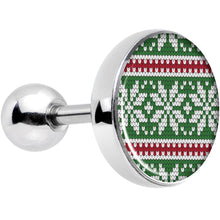 Load image into Gallery viewer, 16G 1/4 Green Red Christmas Sweater Tragus Cartilage Earring
