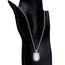 Load image into Gallery viewer, Handcrafted White Faux Opal Splash Silver Plated Chain Necklace
