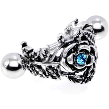 Load image into Gallery viewer, 16G 1/2 Aqua Gem Floral Wreath Cuff Cartilage Earring
