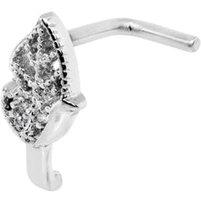 Load image into Gallery viewer, 20G Clear CZ Leaf Faux Hoop L Shaped Nose Ring
