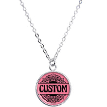 将图片加载到图库查看器，Custom Pink Mandala Personalized Name Silver Plated Chain Necklace
