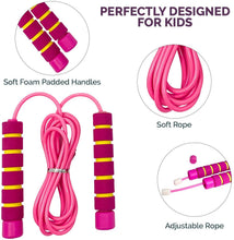Load image into Gallery viewer, Jump Rope For Kids Girls Boys Adjustable Soft Skipping Rope With Skin-Friendly Foam Handles Soft Skipping Rope With Skin-Friendly Foam Handles For Kids Boys Girls Children Outdoor Fun Activity
