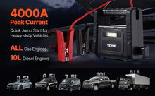 Load image into Gallery viewer, VEVOR Jump Starter 3000-4000A Peak Car Battery Starter with Air Compressor Jumper Cables Lithium Jump Box for Gas/Diesel Engines
