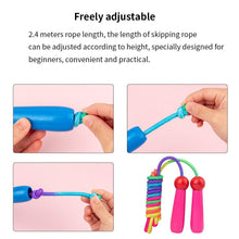 Load image into Gallery viewer, Jumping Wooden Handle Ergonomic School Adjustable Length Portable Training Skipping Rope Indoor Outdoor Wooden Handle Jumping Ropes Adjustable Skipping Rope For Boys And Girls Fitness Exercise Outdoor Activity 2.4m
