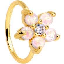 Load image into Gallery viewer, 20G Clear CZ White Faux Opal Gold Tone Flower Circular Ring
