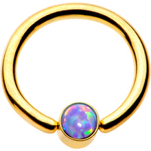 Load image into Gallery viewer, 16G 5/16 Purple Faux Opal 3mm Disc Gold IP BCR Captive Ring
