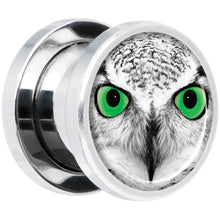 Load image into Gallery viewer, Black White Owl Steel Screw Fit Plug Set 00G
