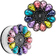Load image into Gallery viewer, Southwestern Pinwheel Flower Double Flare Plug Set Set 2G to 22mm

