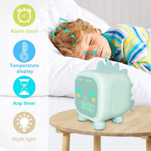 将图片加载到图库查看器，Kids Alarm Clock Cute Dinosaur Kids Alarm Clock with Dinosaur Digital Alarm Clock for Kids Bedroom Cute Bedside Clock Children's Sleep Trainer Wake Up Light and Night Light with Digital Alarm Clock For Kids Bedside Clock Children Wake Up Night Light
