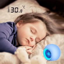 将图片加载到图库查看器，Kids Digital Alarm Clock 7 Color Night Light Snooze Temperature Detect Children Sleep Bedside Color Night Light Snooze Temperature Detect for Toddler Children Boys and Girls Students to Wake up at Bedroom Bedside Cute Wake Up Timer Alarm Clock

