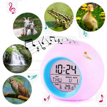 将图片加载到图库查看器，Kids Digital Alarm Clock 7 Color Night Light Snooze Temperature Detect Children Sleep Bedside Color Night Light Snooze Temperature Detect for Toddler Children Boys and Girls Students to Wake up at Bedroom Bedside Cute Wake Up Timer Alarm Clock
