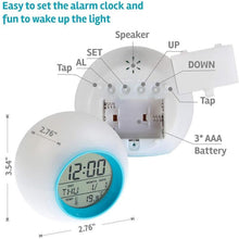 将图片加载到图库查看器，Kids Digital Alarm Clock 7 Color Night Light Snooze Temperature Detect Children Sleep Bedside Color Night Light Snooze Temperature Detect for Toddler Children Boys and Girls Students to Wake up at Bedroom Bedside Cute Wake Up Timer Alarm Clock

