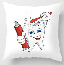 Load image into Gallery viewer, Kids Funny White Teeth Pillow Cover Cartoon Fairies Clean The Tooth Care Treatmen Toothbrush Character Cleaning Velvet Fabric Cushion Cover Decorative Square Cushion Cover Standard Pillow Cases For Home Sofa Bedroom Livingroom 45x45cm
