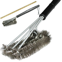 将图片加载到图库查看器，Kitchen Accessories BBQ Grill Brush and Scraper Barbecue Kit Cleaning Brush Stainless Steel Tools Wire Bristles Triangle BBQ Grill Cleaning Brush for Weber Gas Charcoal Porcelain Cast Iron &amp; All Grilling Grates Accessories
