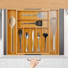 Load image into Gallery viewer, Kitchen Bamboo Expandable Cutlery Utensil Drawer Organizer
